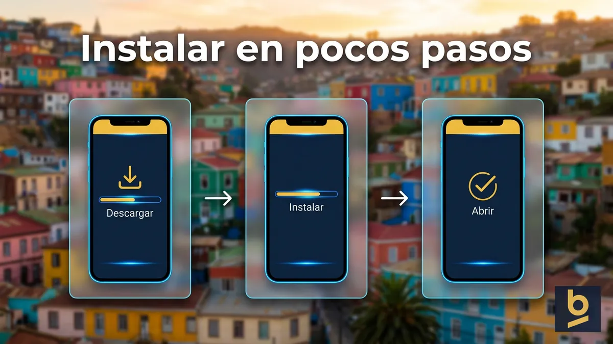 Tres pantallas de celular con los pasos para instalar la app de Betnacional