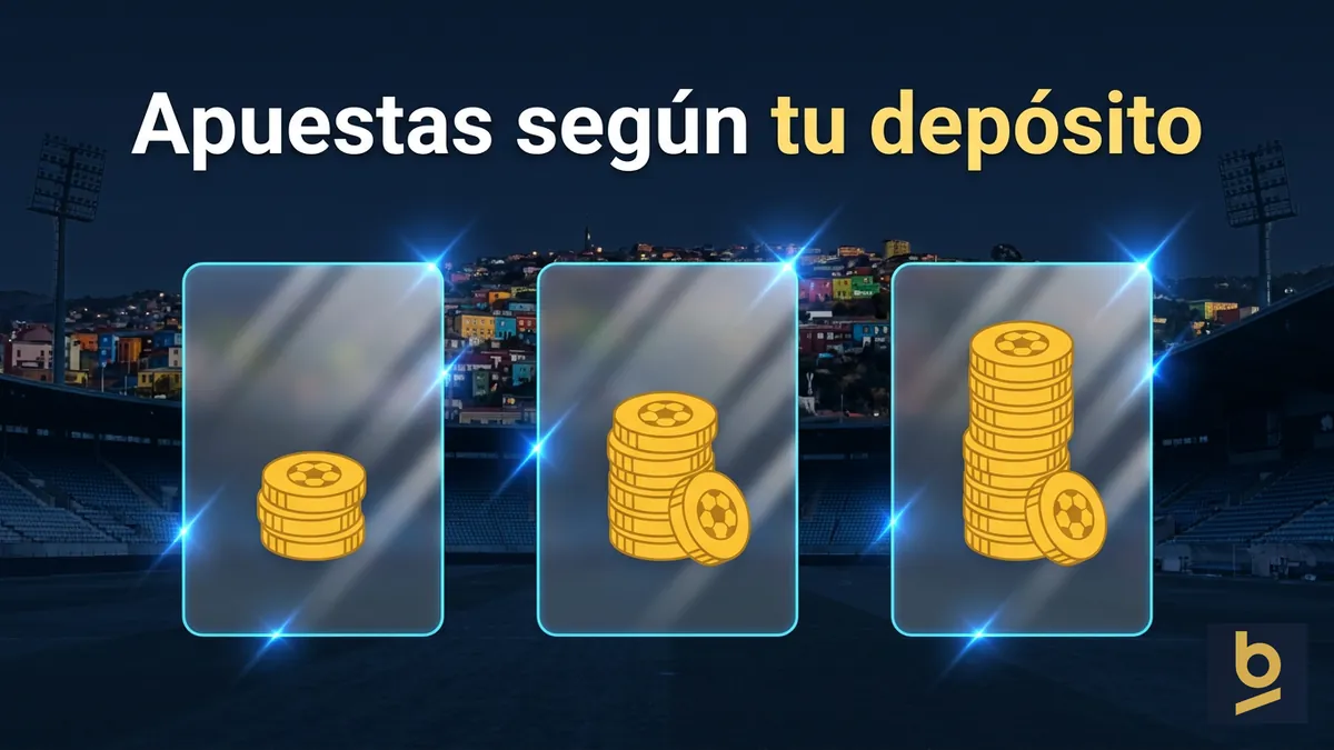 Tres tarjetas de vidrio que comparan cuántas apuestas caben en un depósito mínimo en Betnacional